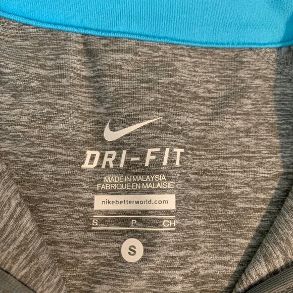 Nike Top Womens Small Gray Pool Blue Dri Fit Element Half Zip Running Space Dye - Picture 9 of 13